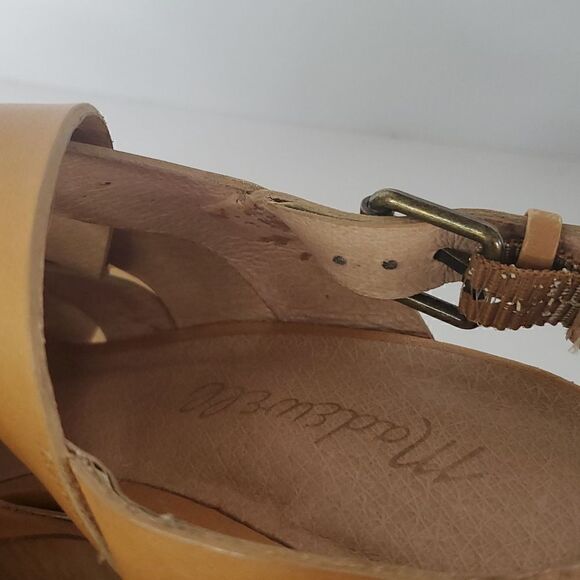 Madewell The Cindy Sandal Woven Leather Slingback Block Heel Sandals Size 7 - Picture 7 of 13